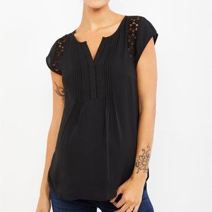 Daniel Rainn Black lace maternity blouse